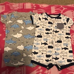 Bodysuit set for infant. Sharks & whales.9 months.